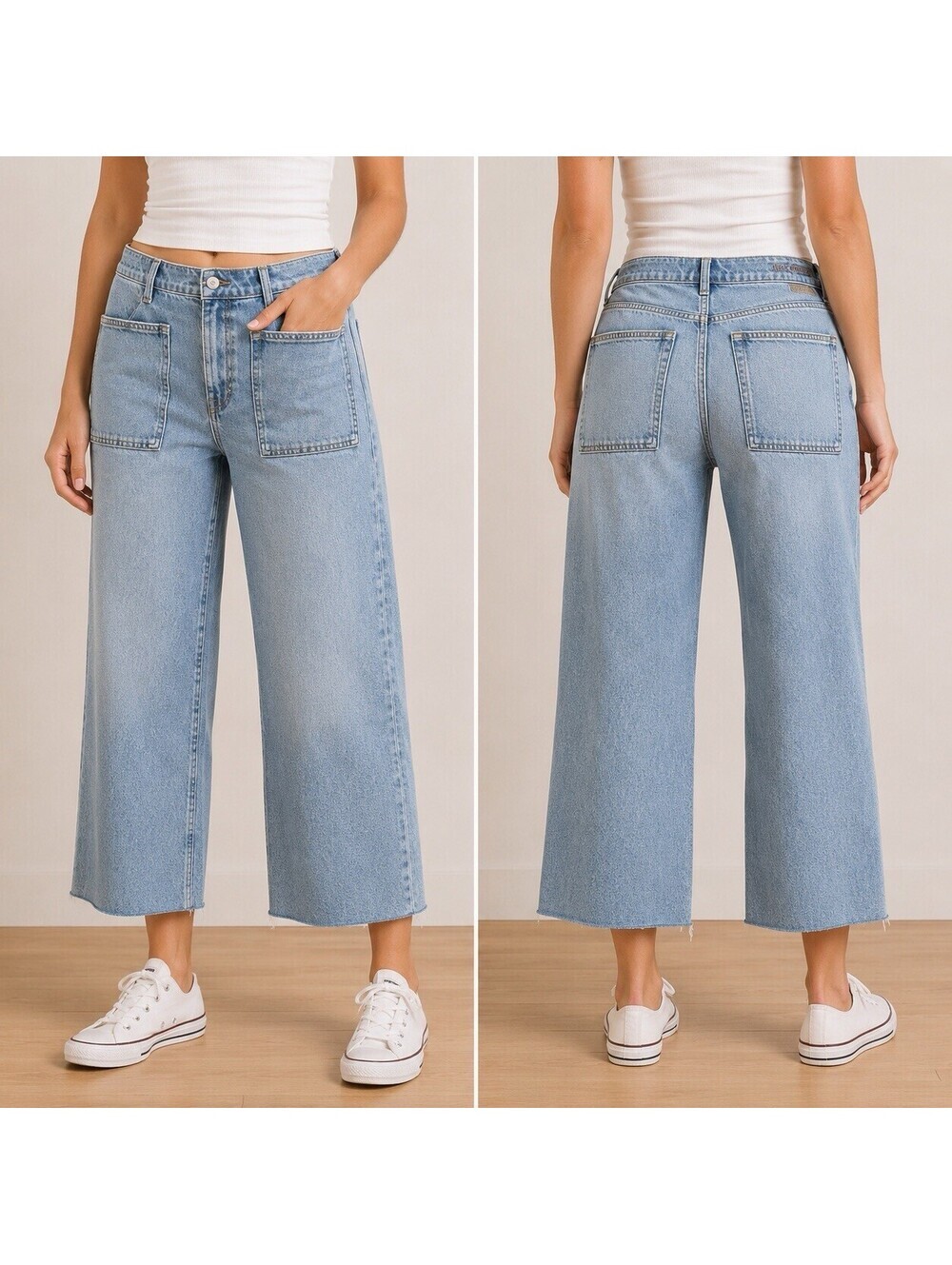 Lucky Brand High Rise Wide Leg Cropped Jeans Women’s Size 10/30 Light Wash